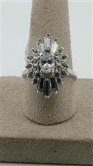 Synthetic Quartz Lady's Stone Ring Silver Stainless 6g